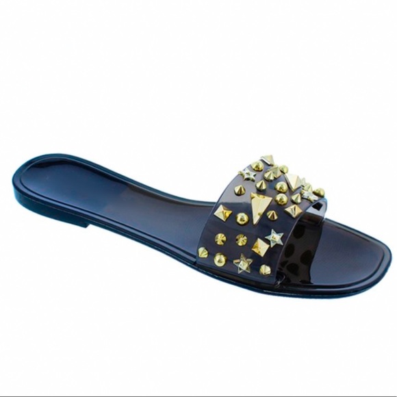 Roxy Studded slippers Black/Gold - Picture 1 of 3